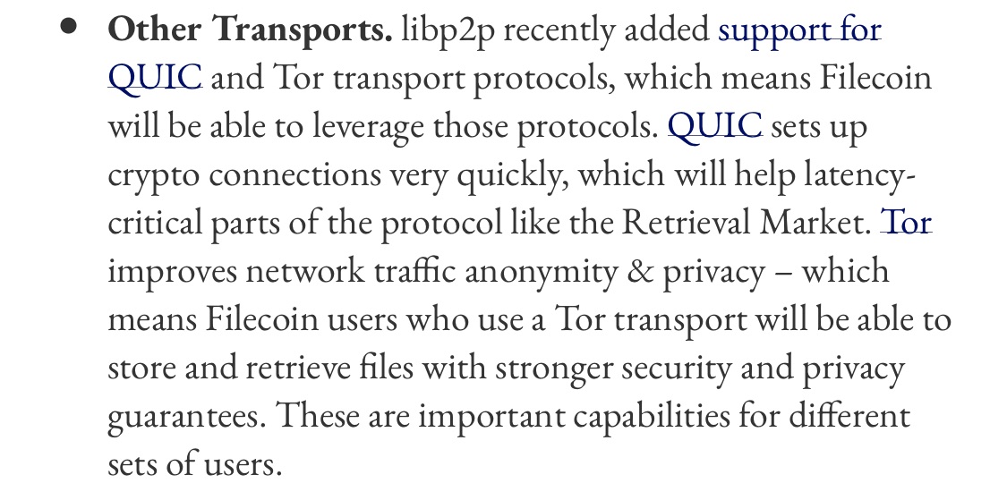 Other libp2p transports for Filecoin