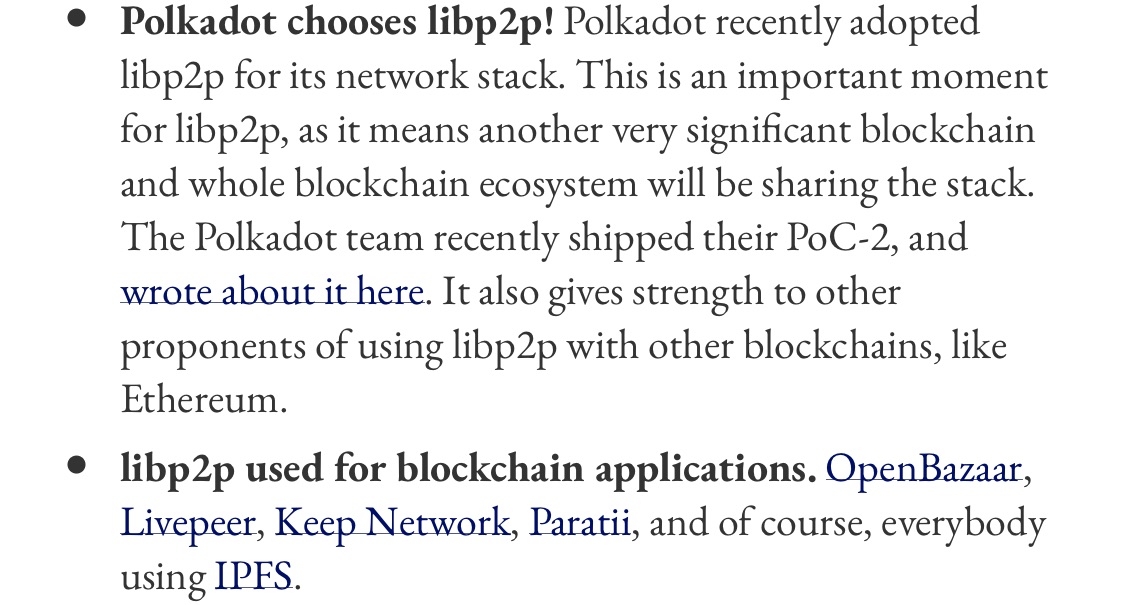 libp2p used by many blockchain application